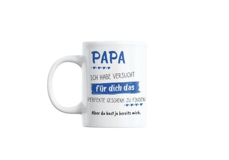 “Weiß, beschriftet, spülmaschinenfest: Tasse mit 3000 Spülgängen, Kaffeetasse für Geschenke mit Spruch ‘perfektes Geschenk für dich’ (Papa).”