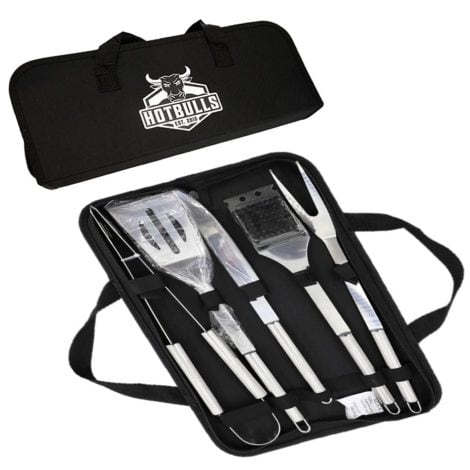 BBQ-Werkzeug-Set mit Grillzange, Grillbürste, Grillmesser, Silikonpinsel und Grillwender/Pfannenwender – perfektes Geschenk für Männer zu Geburtstag oder Weihnachten.