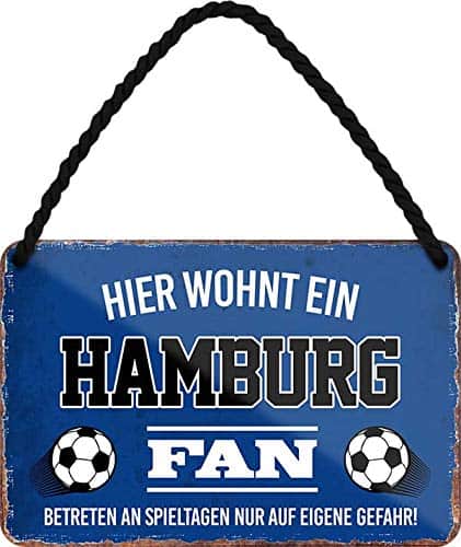 schilderkreis24  Fußballdekoration für Männer, Geschenk für Fußballfans und Vereinsmitglieder, 18×12 cm (Hamburg Fan)