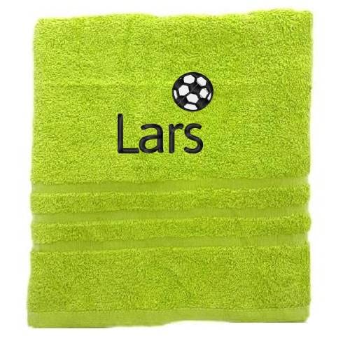 Personalisiertes Handtuch mit Namen Schön gestickter Name Handbadetuch 100% Baumwollhandtuch Personalized Custom Towel with Name (100 x 50 cm, Fußball)