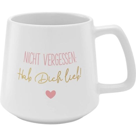 GRUSS & CO “Hab dich lieb!” Konische Tasse, 43 cl, Steinzeug, mehrfarbig, Geschenk für Verliebte. 48447