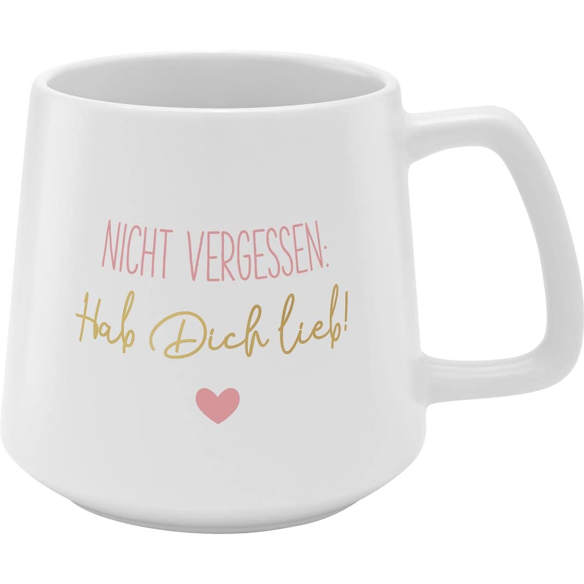 GRUSS & CO Tasse konisch "Hab dich lieb!" | Steinzeug, 43 cl, mehrfarbig | Geschenk Verliebte | 48447