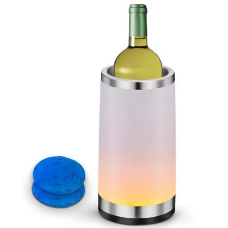 Elrigs Weinkühler mit RGB Touchlampe und 2 Kühlpads für 750ml Sekt/Wein, perfektes Wein-Geschenk für Männer und Frauen, Party-Zubehör.