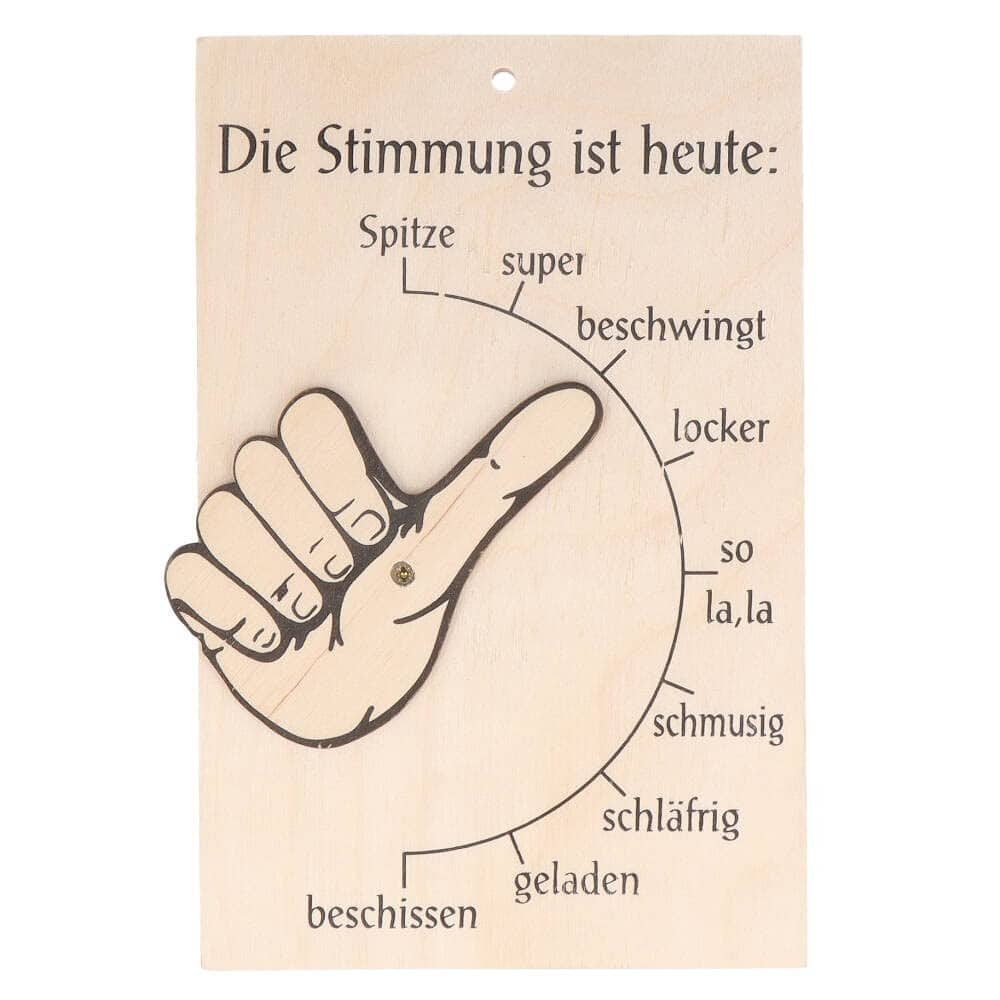 Spruchreif Stimmungsbarometer · Stimmungsanzeiger · Stimmungsbarometer Daumen mit beweglicher Hand · Türschild · lustige Geschenke · Geschenke für Kollegen · Bürospaß