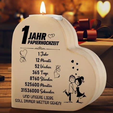 PRSTENLY 1. Jahrestag Geschenkset für Paare: Kerzenhalter zur Hochzeit, Weihnachten und 1 Jahr Hochzeitstag.