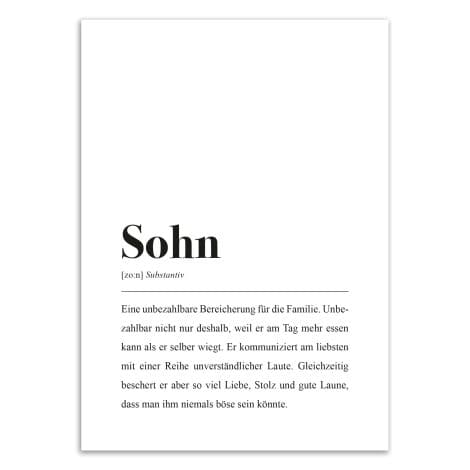 Poster DIN A4 mit der Definition von “Sohn”: Sohn-Definition.