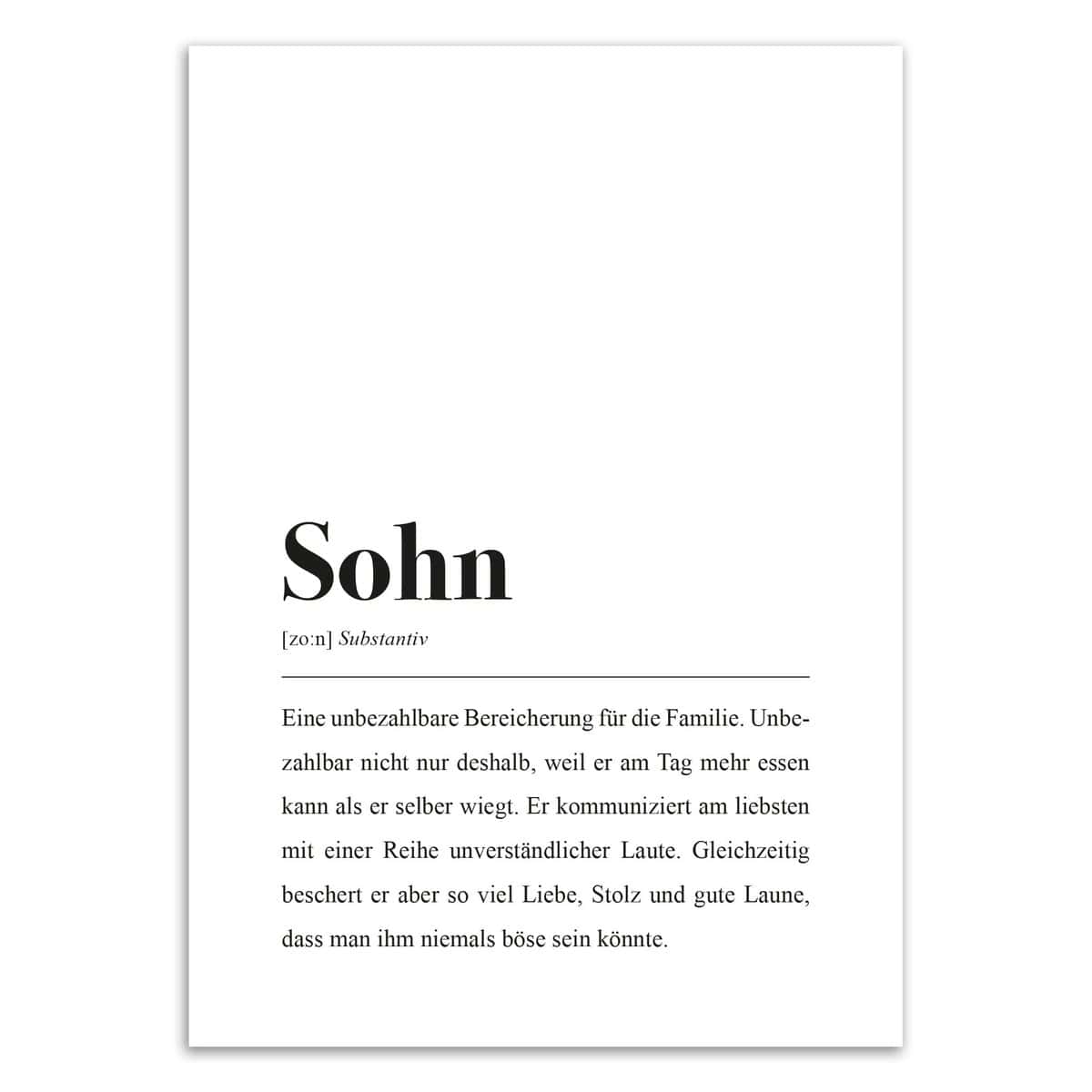 Sohn Poster DIN A4: Sohn Definition