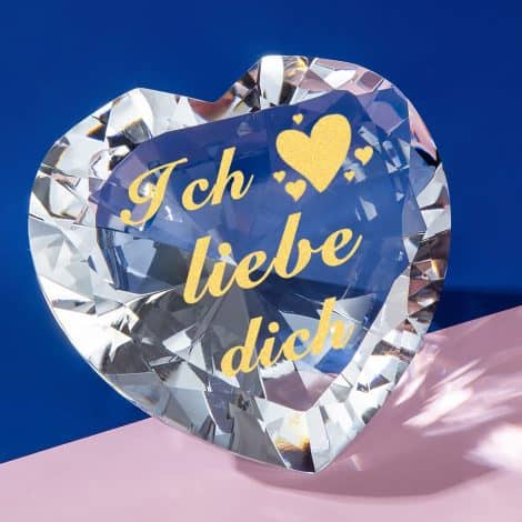 ERWEI Diamant Kristall-Geschenk mit “Ich Liebe Dich!” Text. Perfekt zur Tischdekoration bei Hochzeiten und Taufen.