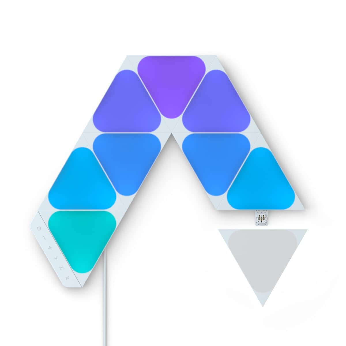 Nanoleaf Shapes Mini Triangle Starter Kit, 9 Smarten Dreieckigen Mini LED Panels RGBW - Modulare WLAN 16 Mio. Farben Wandleuchte Innen, Musik & Bildschirm Sync, Funktioniert mit Alexa, Deko & Gaming