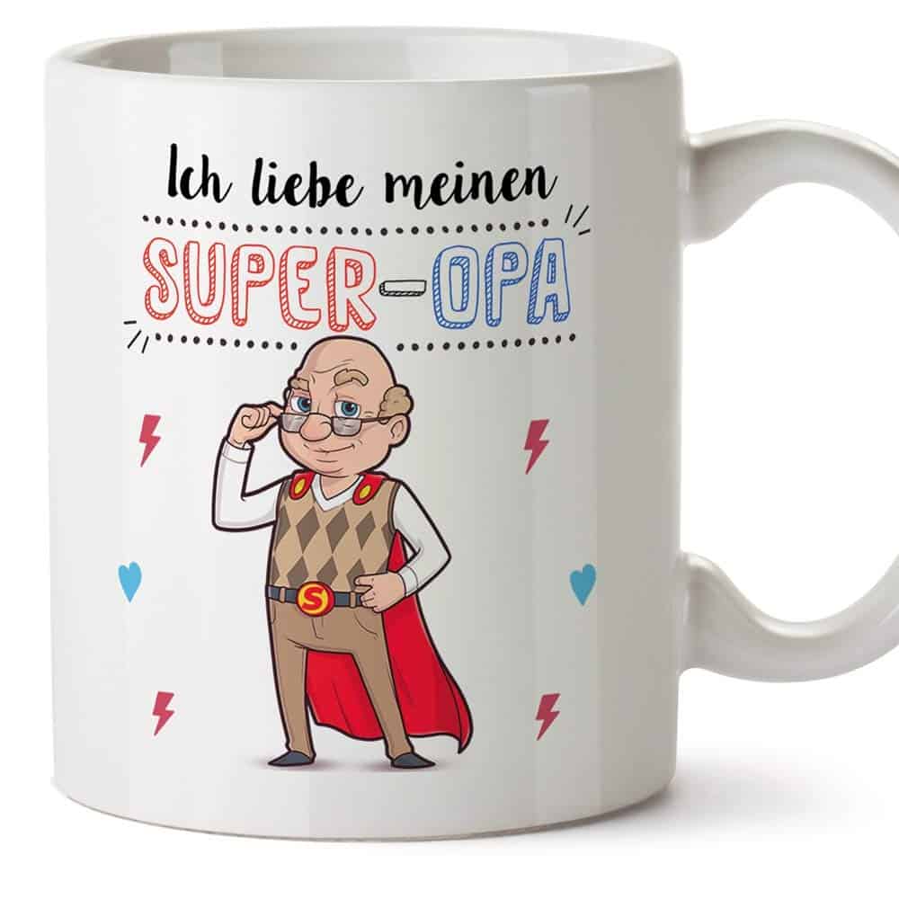 MUGFFINS Opa Tasse/Becher/Mug - Ich Liebe Meinen Super-Opa - Schöne und lustige Kaffeetasse als Geschenkidee für Großväter. Keramik 350 mL