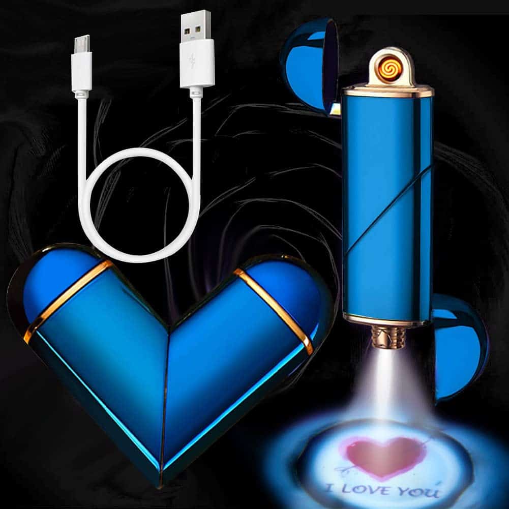 LOMUG Feuerzeug Geschenk Männer, USB Elektronische Feuerzeug, Touchscreen Elektro Plasma Feuerzeug mit Projektion Lichtbogen Feuerzeug Personalisiert Ich Liebe Dich Love Freundin Männer Damen Geschenk