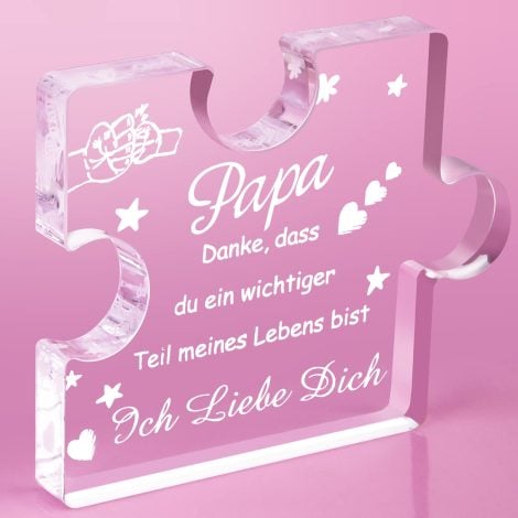 Graviertes Acrylblock-Puzzle: Vatergeschenk – RISFIHEI – Ideal zum Vatertag, Geburtstag und als Geschenkidee für Papa.