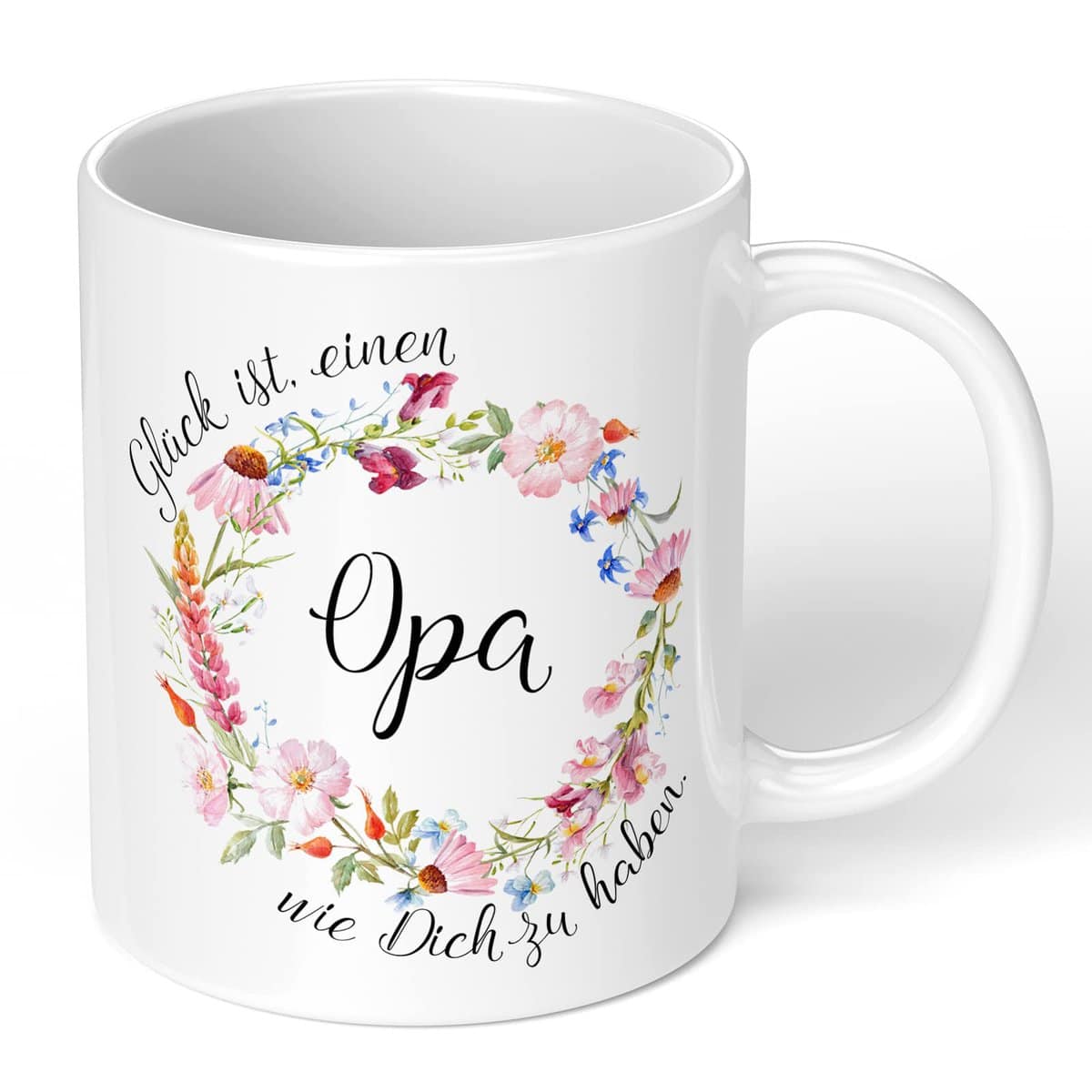 True Statements Tasse Glück ist einen Opa wie dich zu haben - Kaffee-Tasse mit Spruch - lustig - Geschenk für Opa/Großvater, inner white