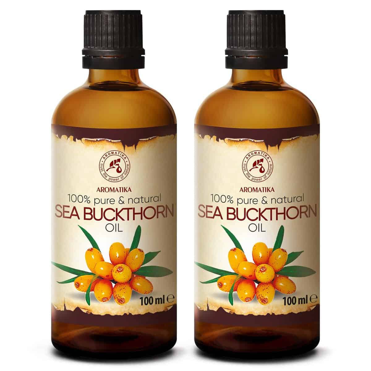 Sanddornöl 200ml - Hippophae Rhamnoides - 2x100ml - Kaltgepresst - Sanddorn Öl - Sea Buckthorn Oil - Rein & Natürlich - Trägeröl - Pflegeöl - Body Öl - für Hautpflege - Gesicht - Körperpflege