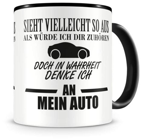 Große, lustige Auto-Kaffeetasse von Samunshi® als Geburtstagsgeschenk für Männer und Frauen – 300 ml, schwarz.