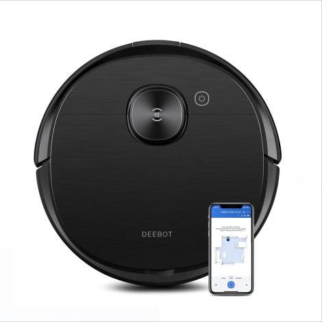 ECOVACS DEEBOT OZMO T8 AIVI Staubsauger-Roboter mit Wischfunktion und intelligenter Navigation, App-Steuerung und Alexa, schwarz.