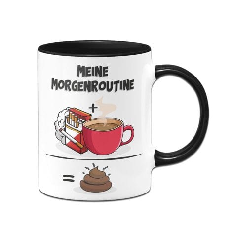 Original Tassenbrennerei – Tasse: Mein Morgenritual – Witziges Kaffeetassengeschenk für Männer (Schwarz).