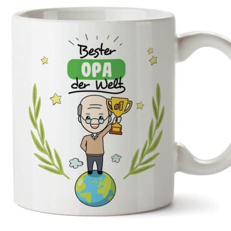 Mugffins Großvater Becher – Bester Opa überhaupt – Hübsche und witzige Geschenkidee für Großväter. 350 mL Keramik.