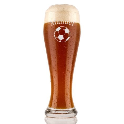 Personalisiertes 0,5l Weizenbierglas mit Polar-Effekt Gravur, ideales Geschenk für Fußballfans und Männer zum Geburtstag.