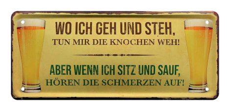 Metallisches Bierblechschild mit lustigem Spruch – Geschenkidee für Männer – Retro-Deko für Küche, Bar und mehr – 28x12cm.