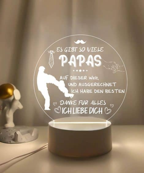 Personalisierte Acryl-USB-LED-Lampe  ideales Geschenk für Väter zum Geburtstag oder Vatertag.