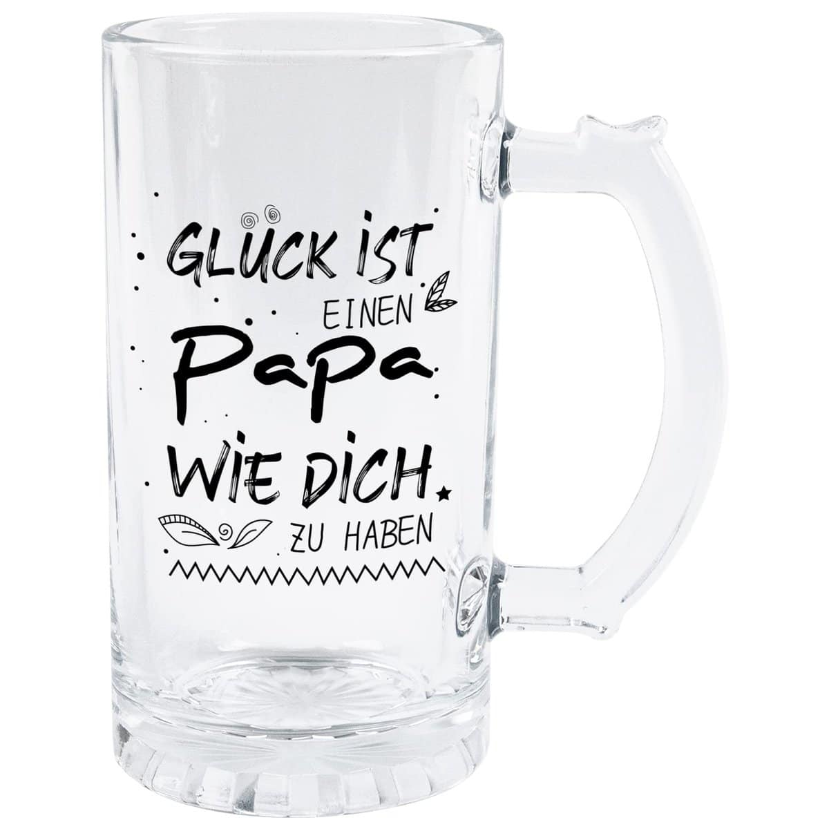 Funnli Geschenke für Papa, 0.4L Bierkrug Glas mit Gravur-Gluck ist Einen Papa Wie Dich Zu Haben, Papa Geschenk Vatertag Geburtstag Weihnachten, Geburtstagsgeschenk Für Papa