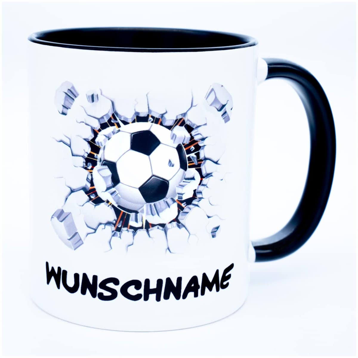 Fußballer Tasse mit Namen personalisiert Becher Fussballtasse Geburtstag Fussballfans Geschenke für Jungen Kinder Fussball Kinderbecher Teetasse Kindertassen Geburtstagsgeschenk Spruch Keramik 330 ml