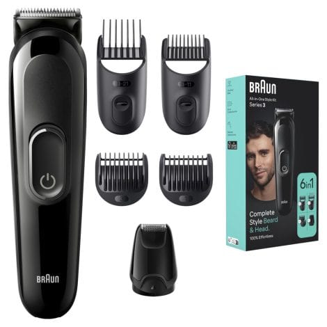 Braun All-In-One Bartpflege Set, 6-in-1 Barttrimmer, Haartrimmer für Männer, kabellos, ideales Geschenk für Männer, MGK3420.