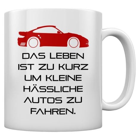 Lebenstassenauto Fanbecher, 11 oz, weiß, als Geschenk für Auto-Enthusiasten, Kaffee- und Teetrinker ideal.