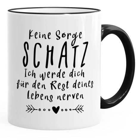 MoonWorks® Liebestasse mit partnerbezogenem Spruch, ideal als Valentinstagsgeschenk. Farbe: Schwarz, Einheitsgröße.