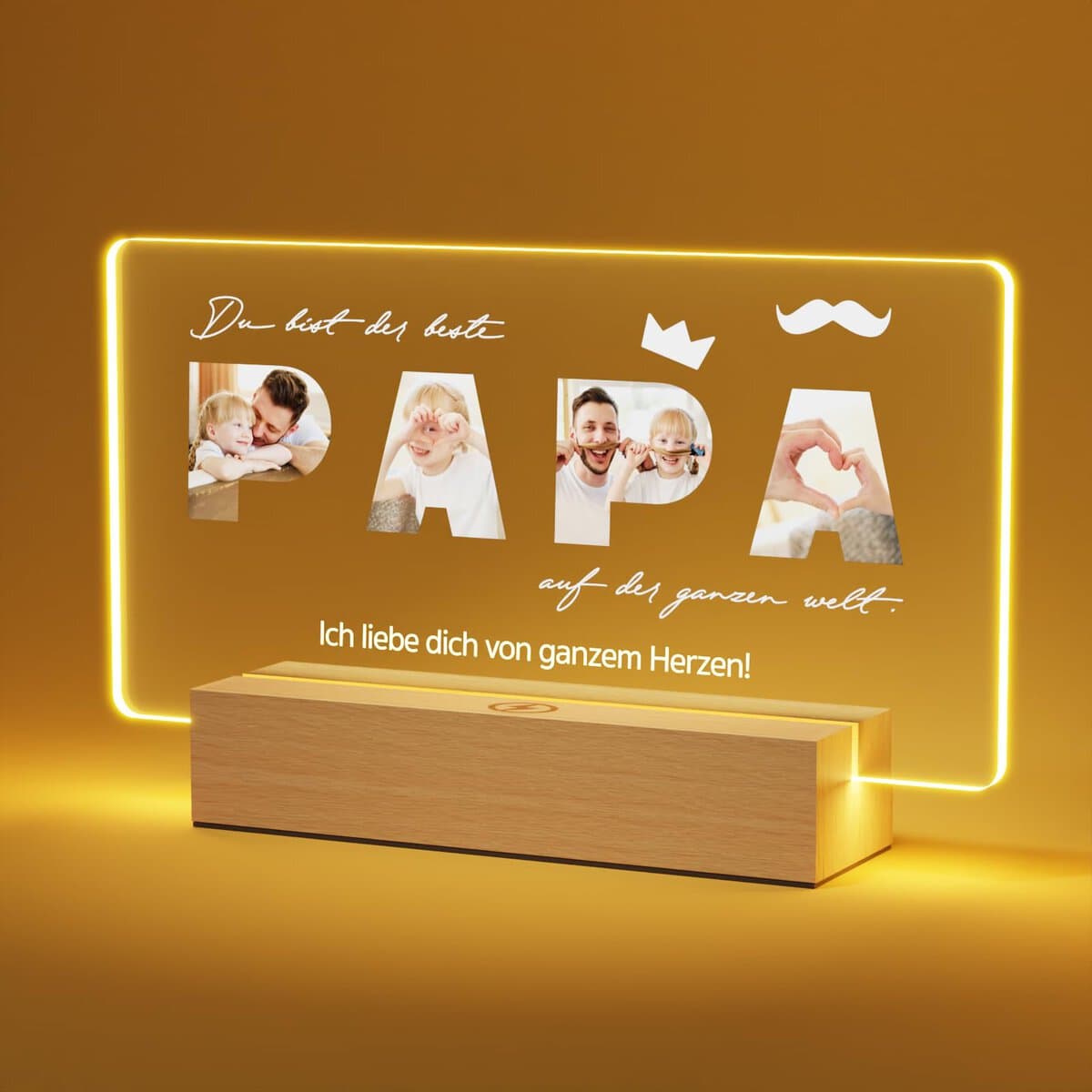 Giftove Personalisierte Geschenke für Papa, Nachtlampe mit Eigenem Bild, Bester Papa Geschenke, Geschenk für Vater Geburtstag Weihnachten von Tochter & Sohn, Weihnachtsgeschenke für Papa