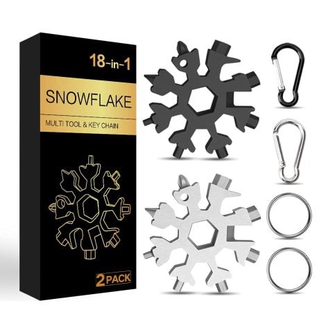 Männer Adventskalender mit 18-in-1 Schneeflocken Multitool, 2 praktischen Geschenken, ideal für die Weihnachtszeit.