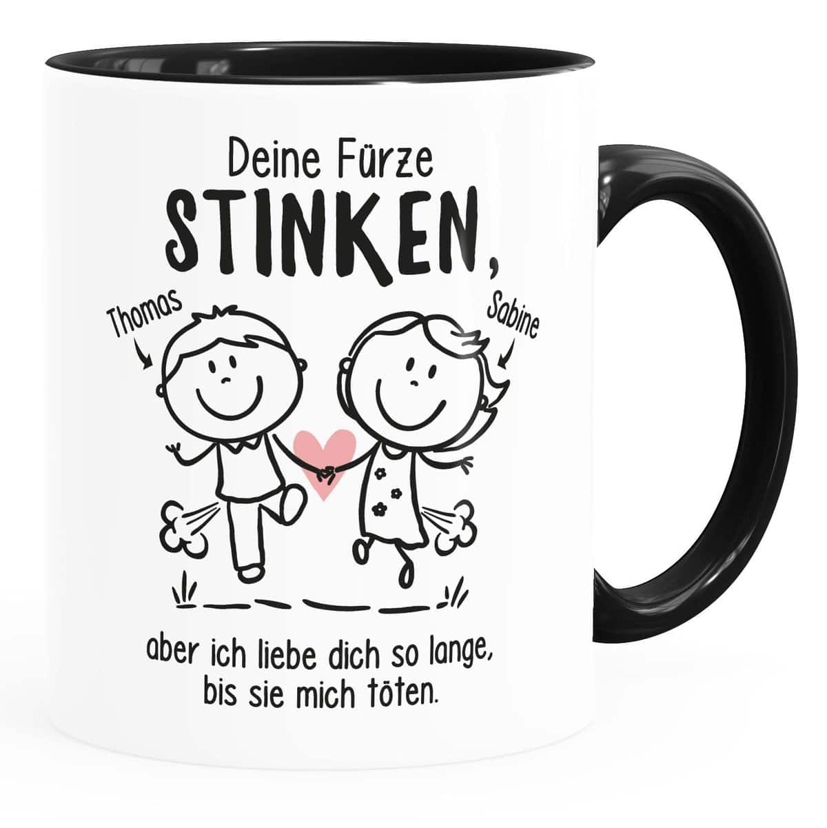 MoonWorks® Kaffee-Tasse Deine Fürze stinken aber ich liebe dich Geschenk personalisiert Freund Mann lustige Liebeserklärung anpassbar weiß-innen-schwarz standard