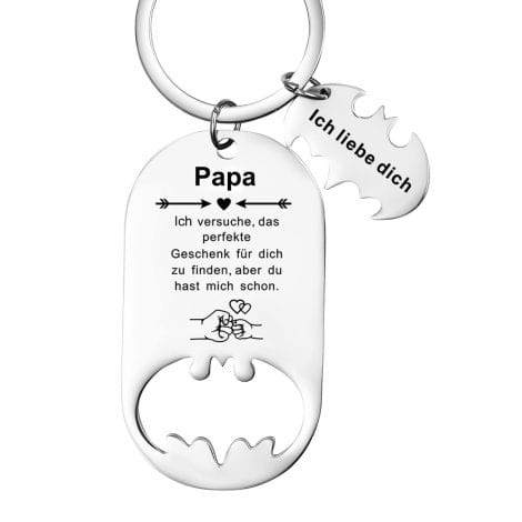 Flaschenöffner-Schlüsselanhänger mit Gravur, perfekt als Geschenk für Papa zu Vatertag, Geburtstag und Weihnachten.