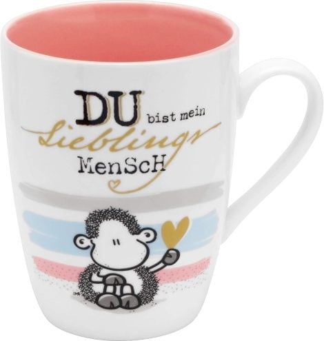 Sheepworld Kaffeetasse mit dem Aufdruck “Mensch”, aus Porzellan, Fassungsvermögen von 35 cl, perfektes Geschenk für Paare, Liebe.