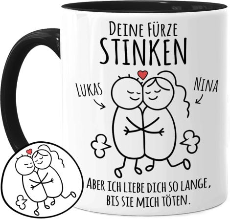 Tassenliebling® Pärchen Tasse mit individuellem Design – Witziges Geschenk für den Jahrestag – Liebevolles Präsent für Partner oder Freund.