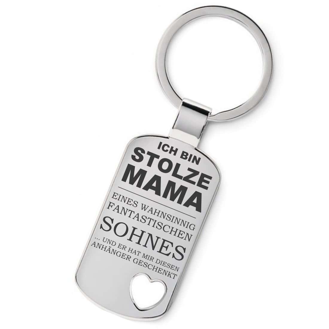 Lieblingsmensch Familien - wahnsinnig fantastisch - Mama eines Sohnes Schlüsselanhänger, 12 cm, Silber