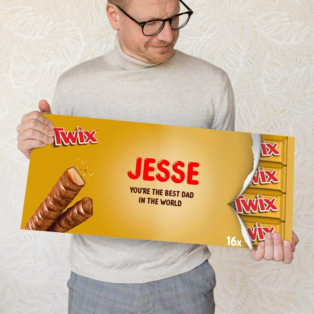 Twix Personalisierter Schokoriegel  Personalisieren Sie Ihre riesige Milchschokolade-Geschenkbox, das perfekte Geschenk für Frauen, Geschenk für Männer, 16 x 50 g (900 g)