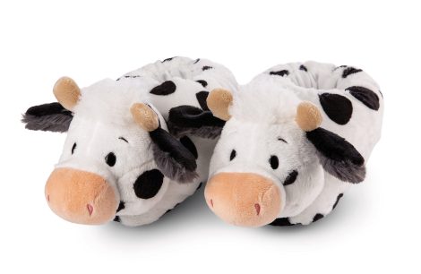 Schwarze und weiße Plüschtier-Hausschuhe NICI Kuh Cowluna, Größe 38-41, warm und gemütlich für Kinder und Erwachsene. Perfekt als Geschenk!