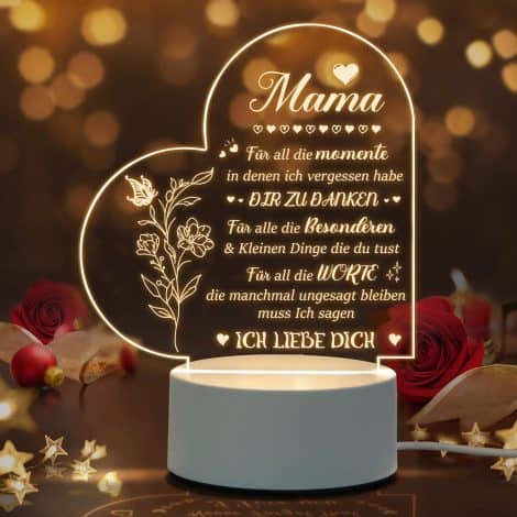 Personalisiertes Acryl LED Nachtlicht für Mama zum Geburtstag, Oizzduru Muttertagsgeschenk von Tochter/Sohn.