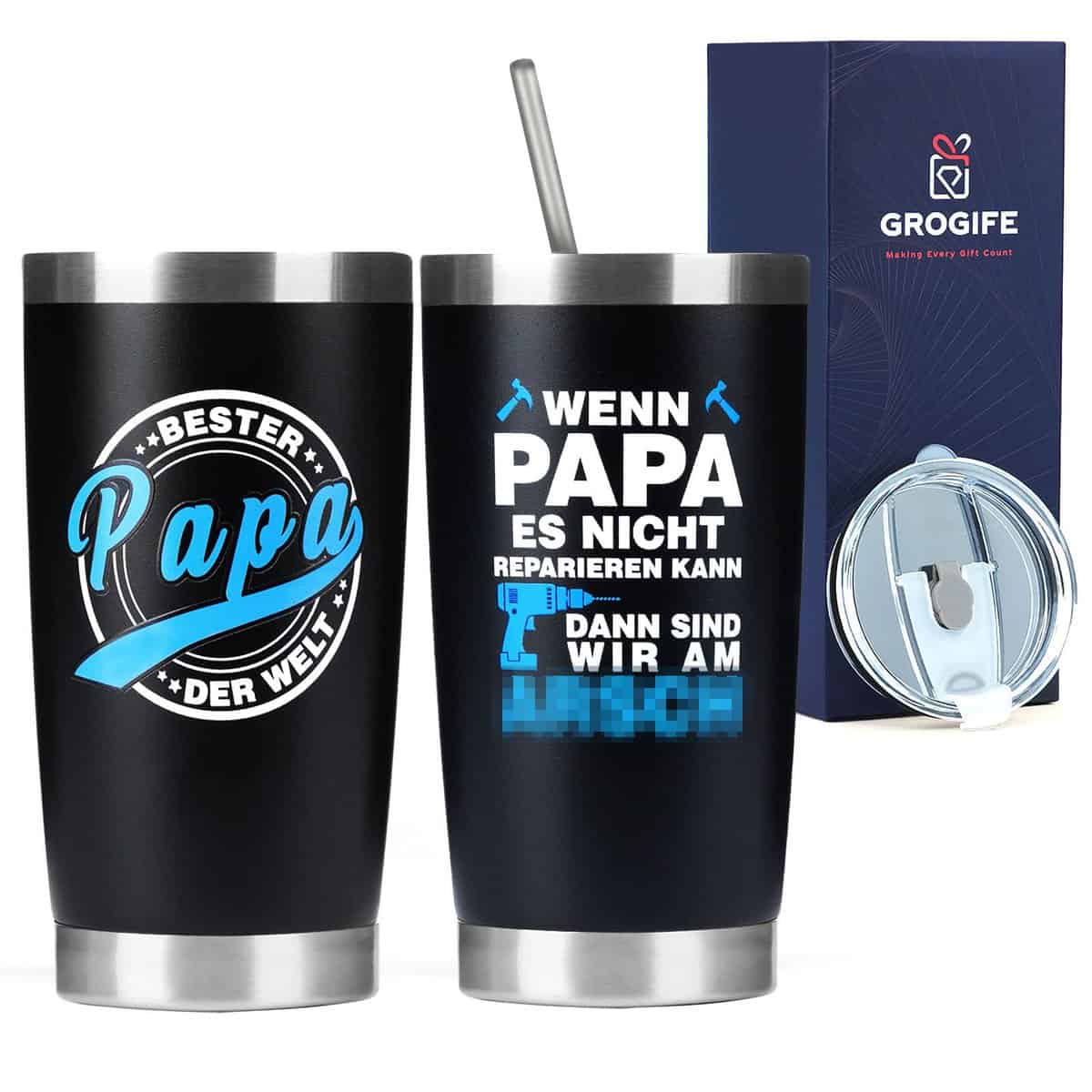 Weihnachtsgeschenke für Papa Geschenk Weihnachten - Beste Papa der Welt Thermobecher, Lustige Geburtstagsgeschenk Geschenkideen für Papa Vater von Tochter Sohn, Kaffeebecher Becher to go Tasse 600ml