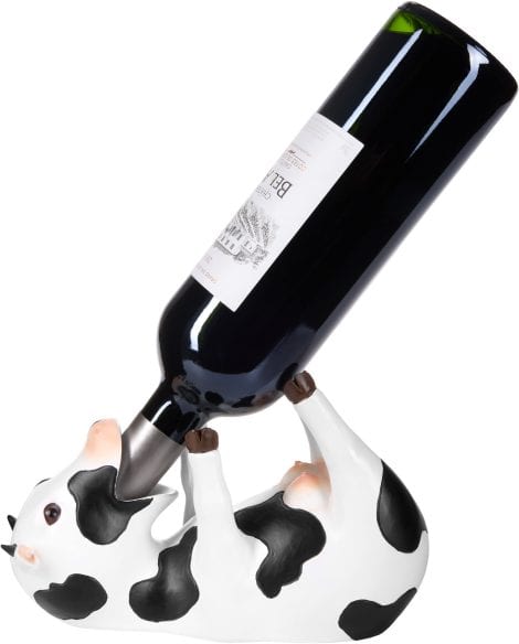 Weinhalter Durstige Kuh – Trinkende Tiere Flaschenhalter – Lustige Bauernhof-Deko – Handbemaltes Weinzubehör – Witzige Wein-Geschenkidee.