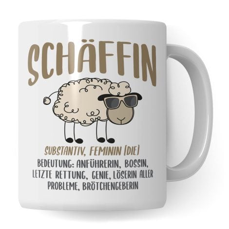 Lustige Geschenkidee für Chefinnen: Schäffin Kaffeebecher mit Spruch, ideal zur Beförderung oder Abschied.