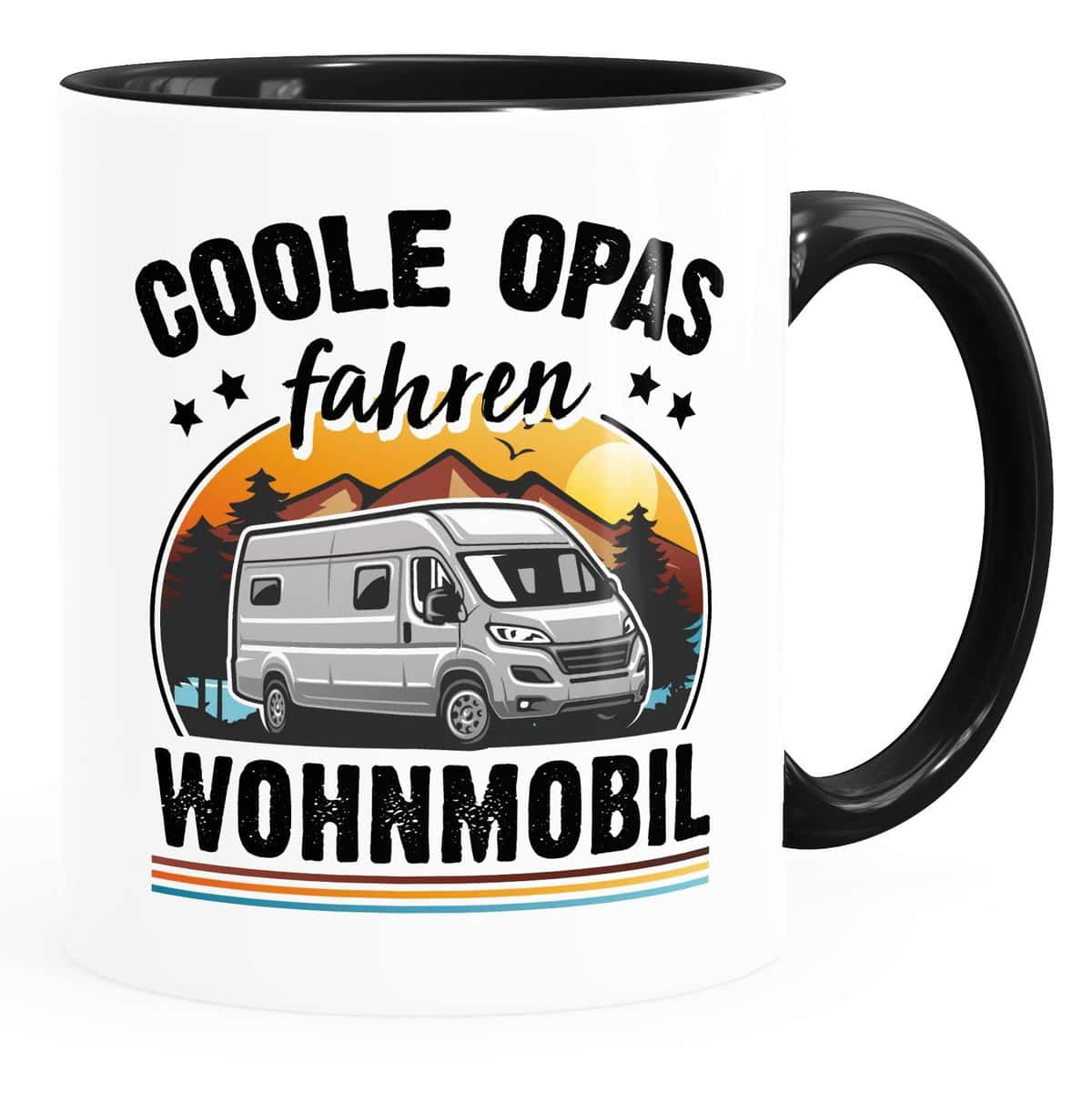 MoonWorks® Kaffee-Tasse Camping coole Opas fahren Wohnmobil Geschenk für Großvater Campingfan Spruch lustig weiß-innen-schwarz standard