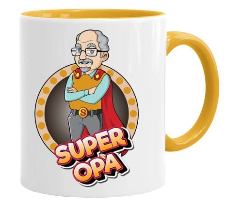 Schöner Keramikbecher für Großväter: Super Opa Tasse – lustige Geschenkidee mit 350 ml Fassungsvermögen.