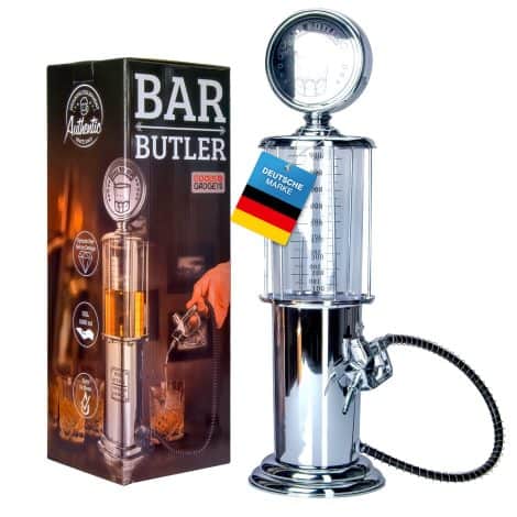 Retro-Drinkspender in nostalgischem Chromdesign | Bar-Butler Zapfsäule mit Schlauch für Partygetränke | Party-Gadgets.