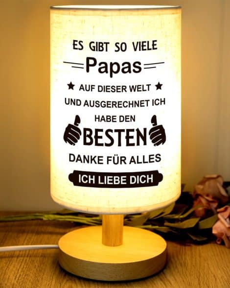 KAAYEE Papa-Geschenkset: Tischlampe mit Sprüchen und personalisierbare Geschenke für Geburtstag, Ruhestand, Weihnachten.