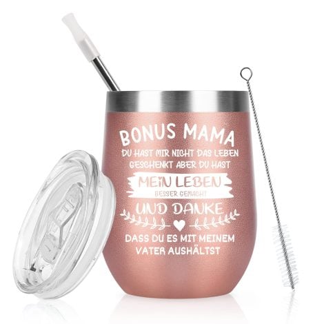 Livole Dankeschön Mama Tasse, ideales Geschenk für Stiefmütter zu Weihnachten, Muttertags- oder Geburtstagsgeschenke für Mama. 12oz Kaffeebecher für unterwegs.