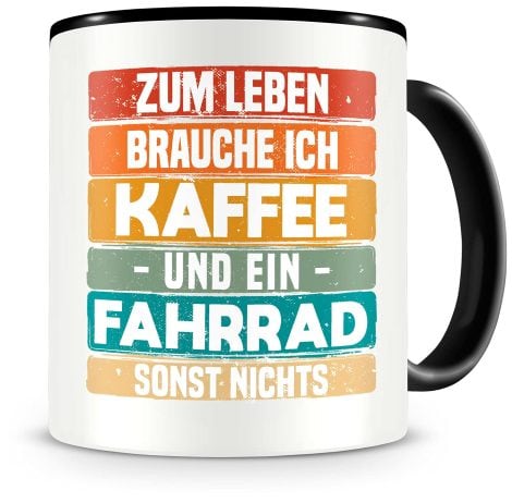 Fahrradbecher von Samunshi® mit Kaffeemotiv für Fahrradfans – großes, lustiges Geburtstagsgeschenk, schwarz, 300ml.