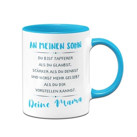 Tasse für Sohn mit liebevollem Spruch – Geschenk von Mama – Tassenbrennerei (Blau)